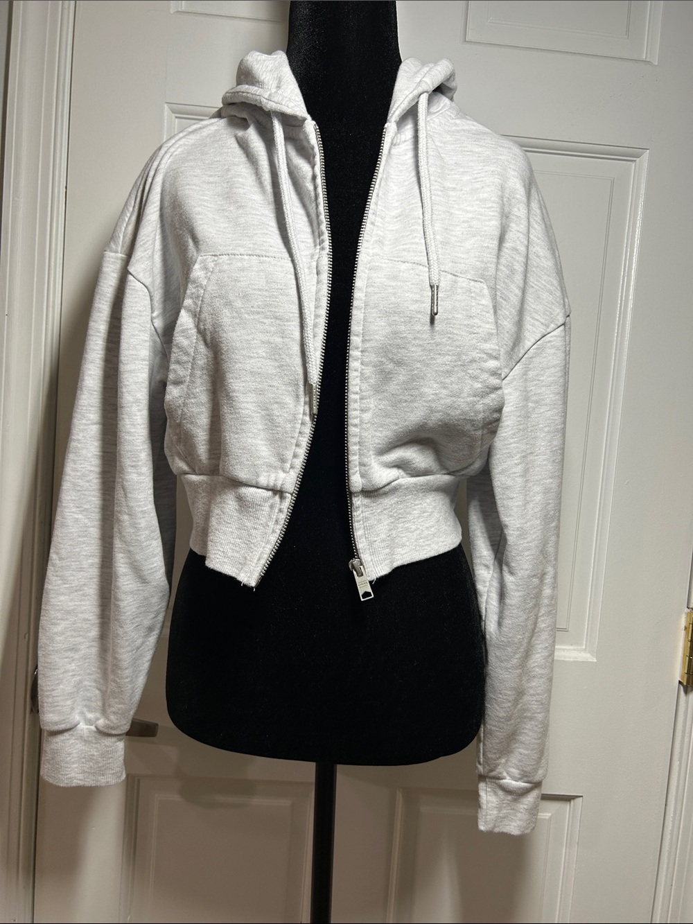 Garage Light Gray Cropped Zip Hoodie Jacket